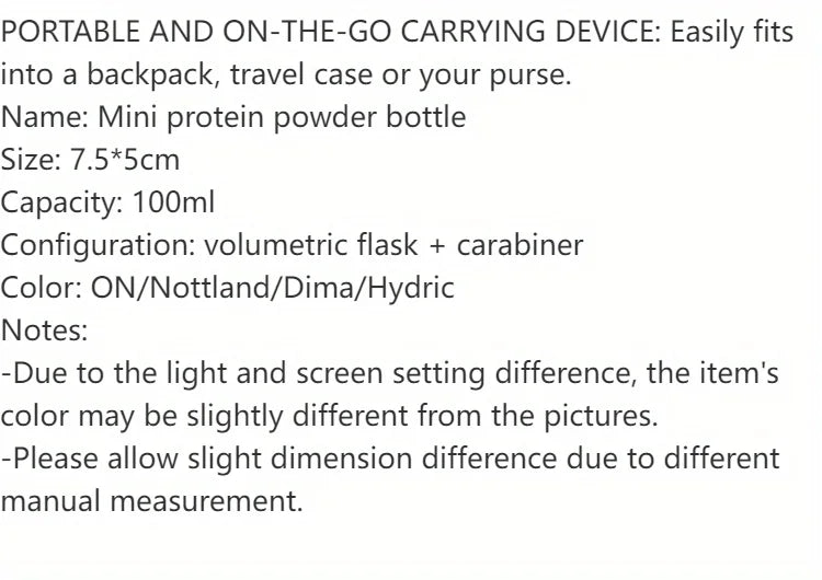 100ML Outdoor Sport Mini Portable Protein Container Powder Bottle With Whey Keychain Health Funnel Medicine Box Small Water Cup